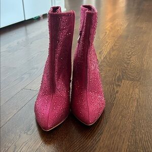 Elegant Pink Rhinestone Ankle Boots